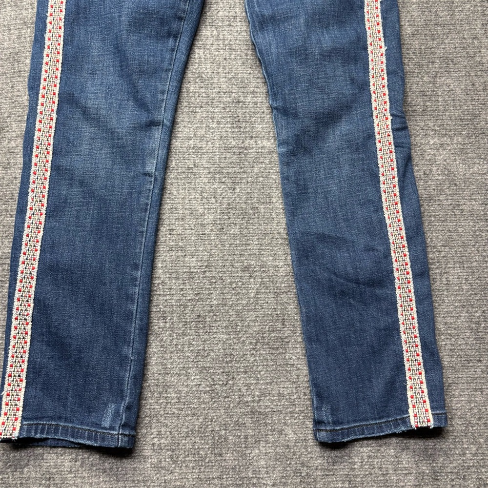 PILCRO ANTHROPOLOGIE Jeans Womens 27 Blue SLIM Boyfriend Crop Embroidered - Picture 12 of 14